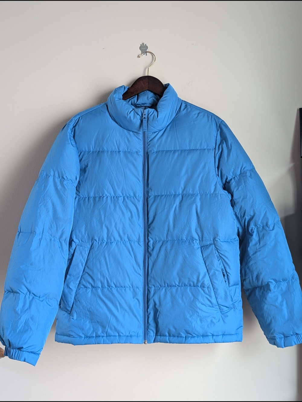 Lands' End Men’s Down Puffer Jacket Size Medium Blue Quilted Coat Insulated
